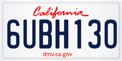 CA license plate 6UBH130