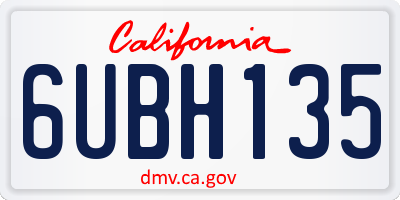CA license plate 6UBH135