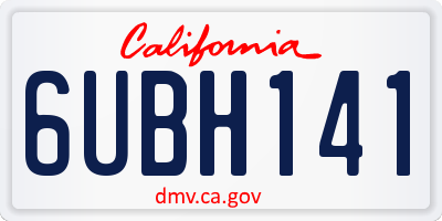 CA license plate 6UBH141