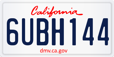 CA license plate 6UBH144