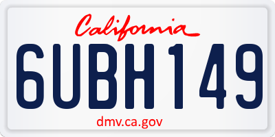 CA license plate 6UBH149