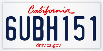 CA license plate 6UBH151