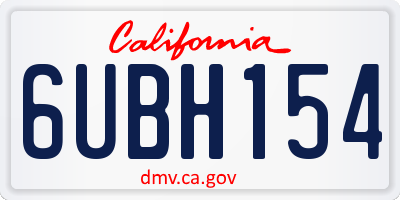 CA license plate 6UBH154