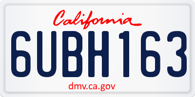 CA license plate 6UBH163