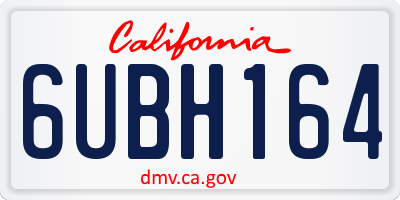 CA license plate 6UBH164