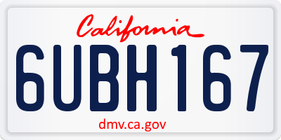 CA license plate 6UBH167