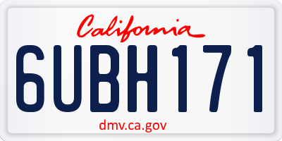 CA license plate 6UBH171