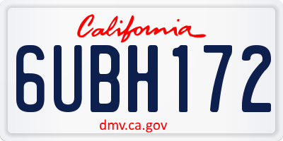 CA license plate 6UBH172