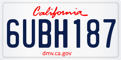 CA license plate 6UBH187
