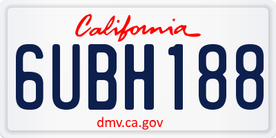 CA license plate 6UBH188