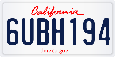 CA license plate 6UBH194