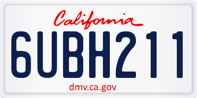 CA license plate 6UBH211