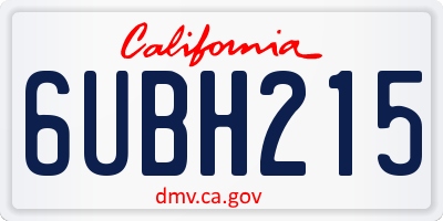 CA license plate 6UBH215
