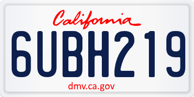 CA license plate 6UBH219
