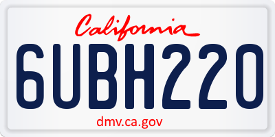 CA license plate 6UBH220