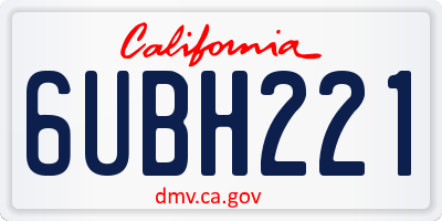 CA license plate 6UBH221