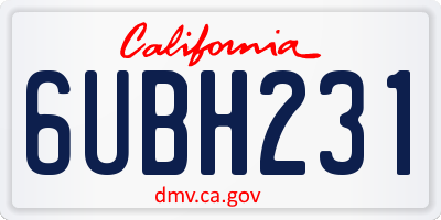 CA license plate 6UBH231