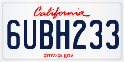 CA license plate 6UBH233
