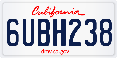 CA license plate 6UBH238