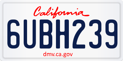 CA license plate 6UBH239