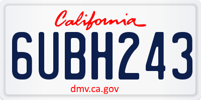 CA license plate 6UBH243
