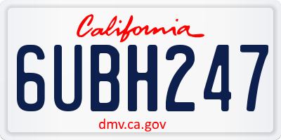 CA license plate 6UBH247