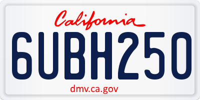CA license plate 6UBH250
