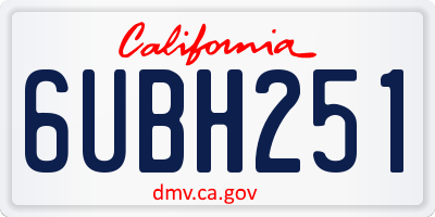 CA license plate 6UBH251