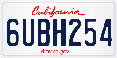 CA license plate 6UBH254