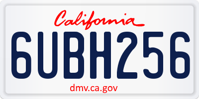 CA license plate 6UBH256