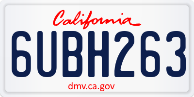 CA license plate 6UBH263