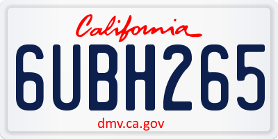 CA license plate 6UBH265