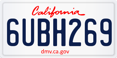 CA license plate 6UBH269