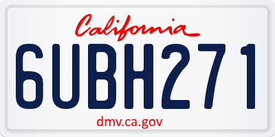 CA license plate 6UBH271