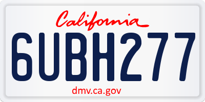 CA license plate 6UBH277