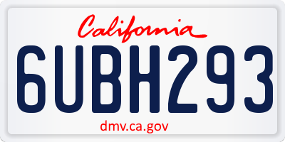 CA license plate 6UBH293