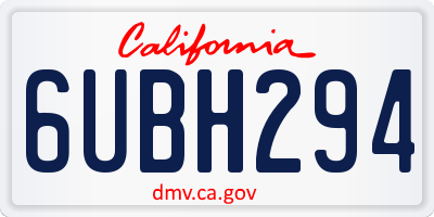 CA license plate 6UBH294