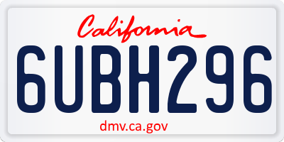 CA license plate 6UBH296