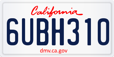 CA license plate 6UBH310