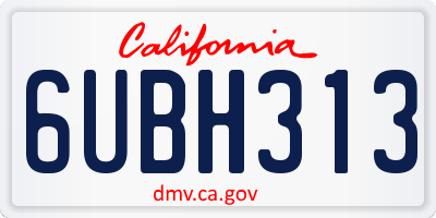 CA license plate 6UBH313