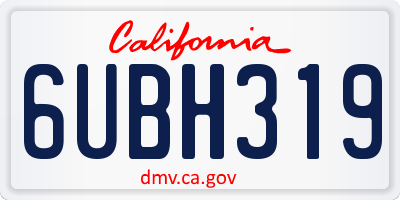 CA license plate 6UBH319