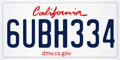 CA license plate 6UBH334
