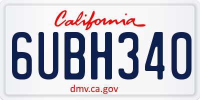 CA license plate 6UBH340