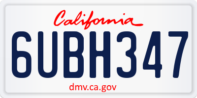 CA license plate 6UBH347