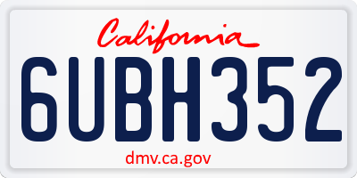 CA license plate 6UBH352