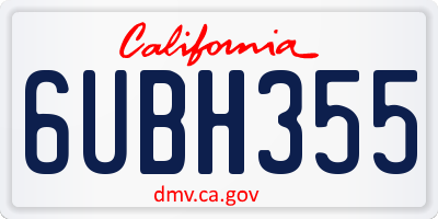 CA license plate 6UBH355