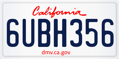 CA license plate 6UBH356