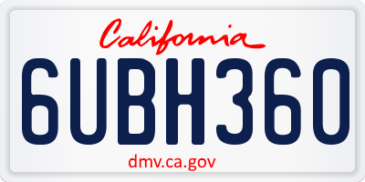 CA license plate 6UBH360