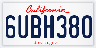 CA license plate 6UBH380