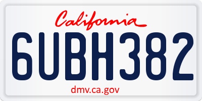 CA license plate 6UBH382